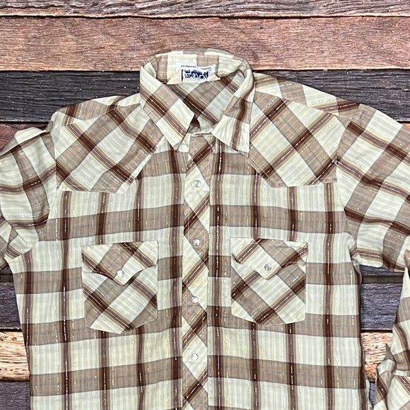 Vintage Envoy Western Rockabilly Button Down Plaid Button Down Shirt - Picture 2 of 5